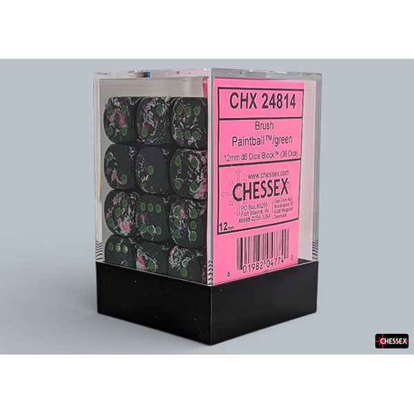 Chessex 36d6 Paintball/Green - Brushed