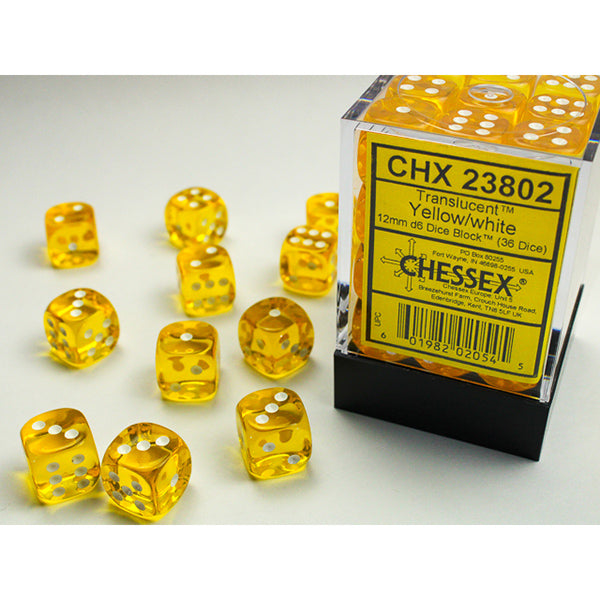 Chessex 36d6 Yellow/White Translucent