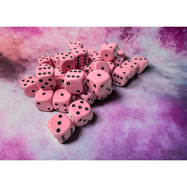 Chessex 36d6 Pastel Pink/Black Opaque