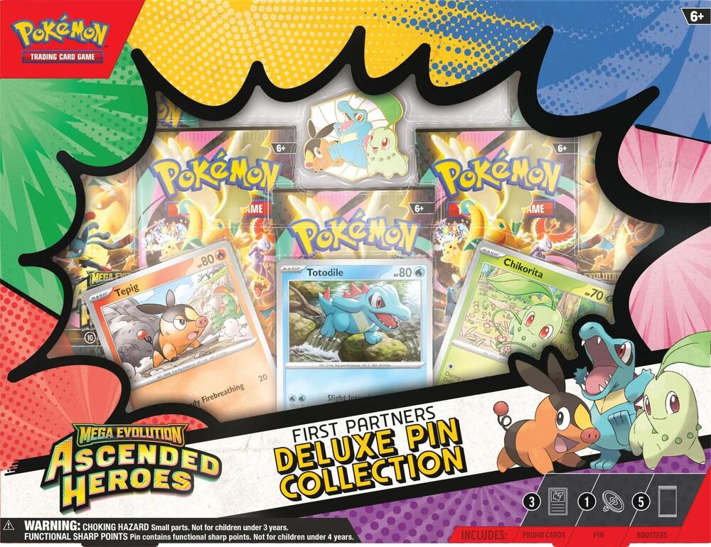 Pokemon TCG: Mega Evolution 02.5 Ascended Heroes- First Partners Deluxe Pin Collection
