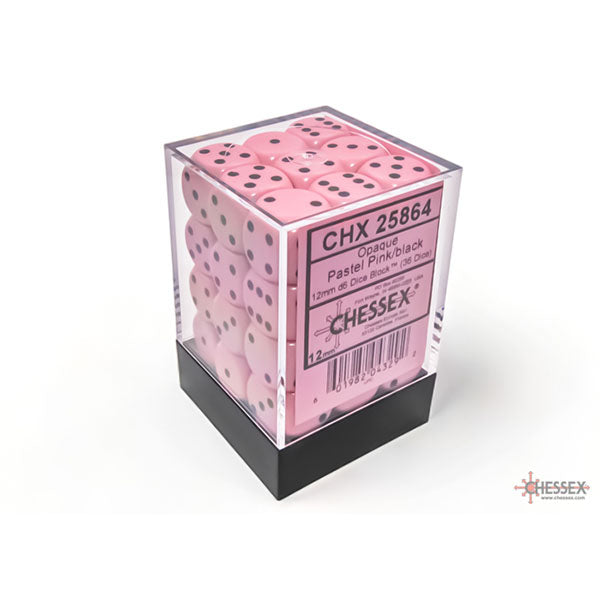 Chessex 36d6 Pastel Pink/Black Opaque