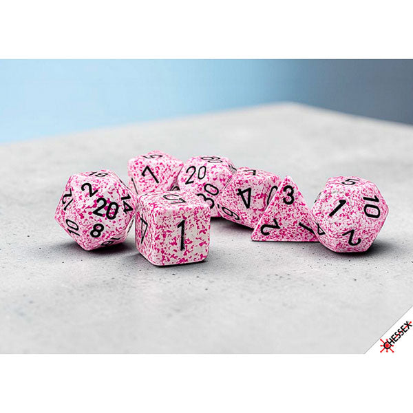 7-Die Set Speckled Dice: Pink