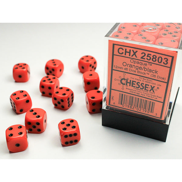 Chessex 36d6 Orange/Black Opaque