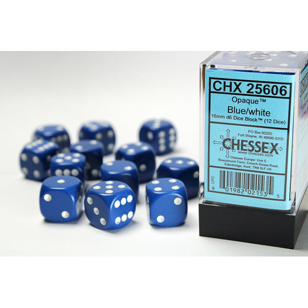 Chessex 12d6 Blue/White Opaque