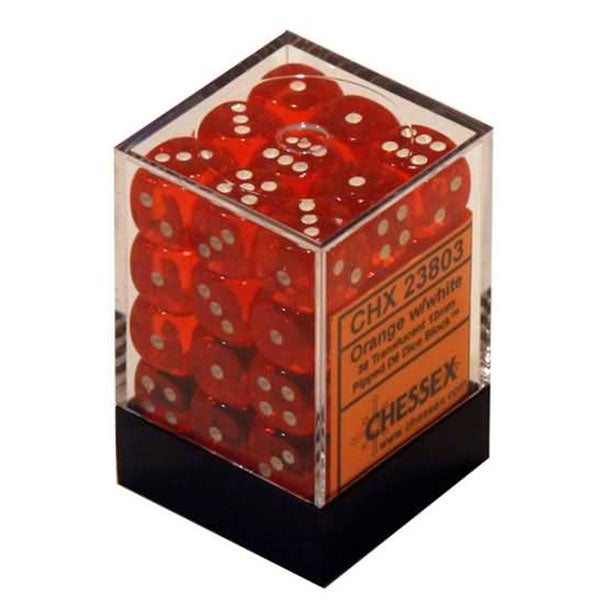 Chessex 36d6 Orange/White Translucent