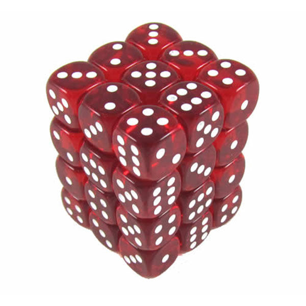 Chessex 36d6 Red/White Translucent