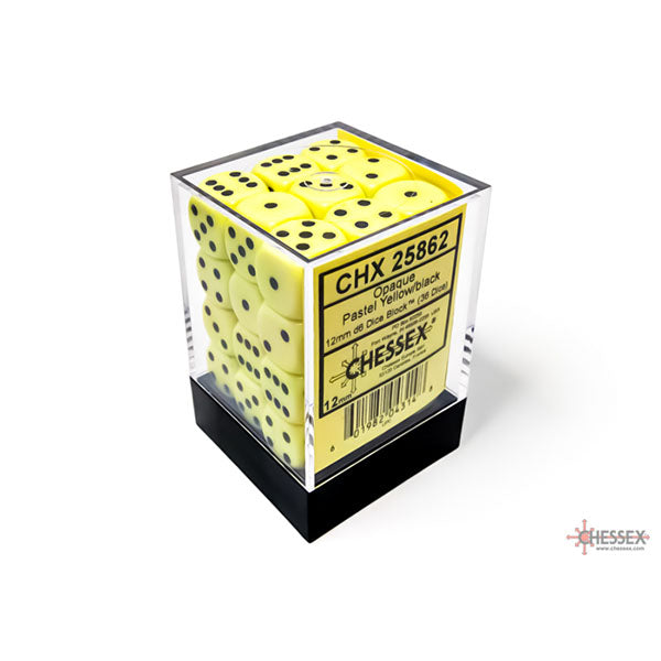 Chessex 36d6 Pastel Yellow/Black Opaque