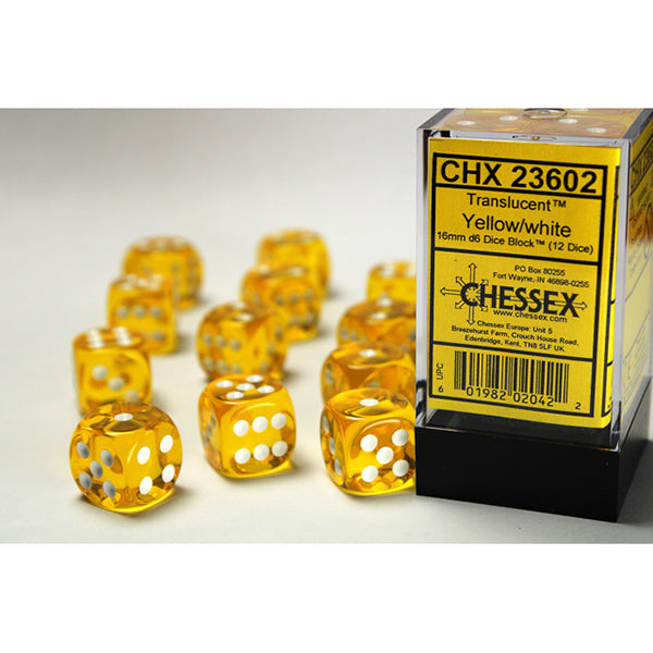 Chessex 12d6 Yellow/White Translucent