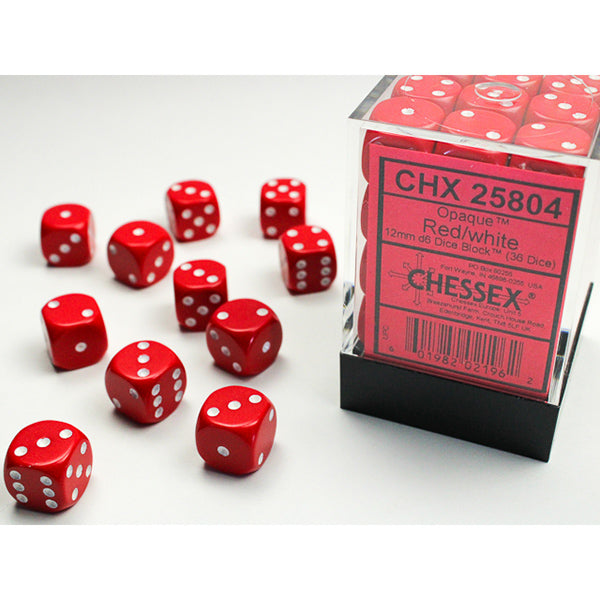 Chessex 36d6 Red/White Opaque