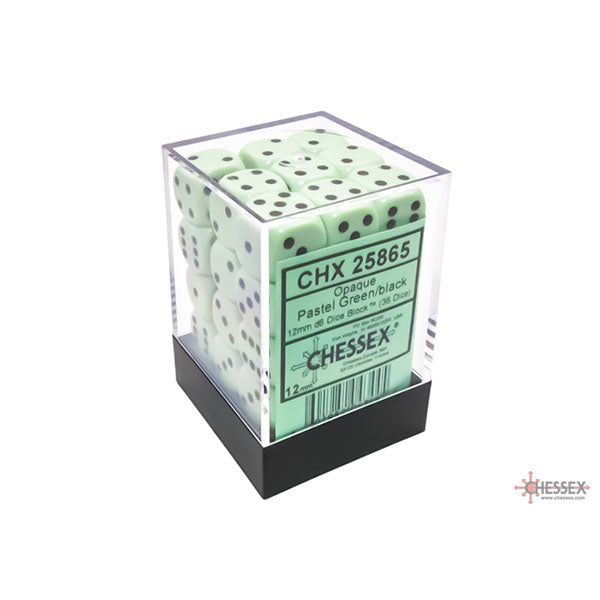 Chessex 36d6 Pastel Green/Black Opaque