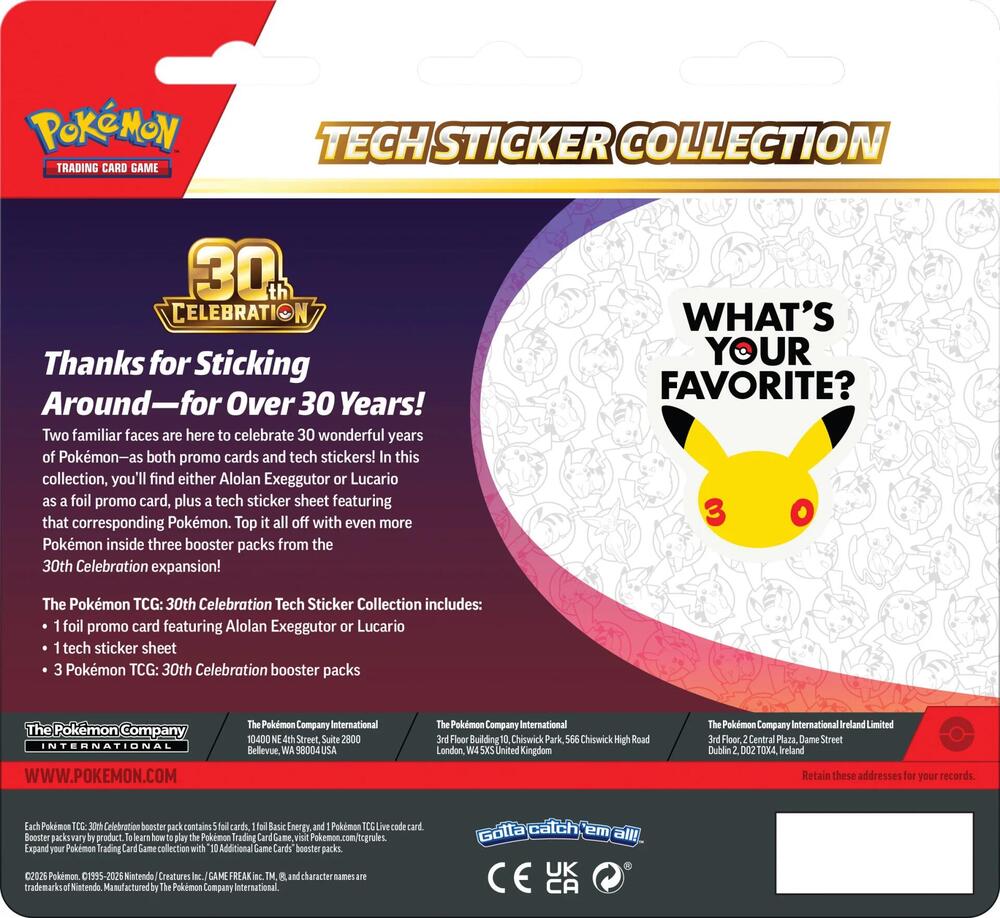 Pokemon TCG: 30th Celebration Tech Sticker Collection [Lucario]