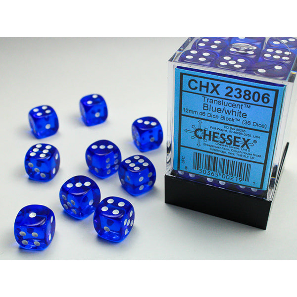 Chessex 36d6 Blue/White Translucent