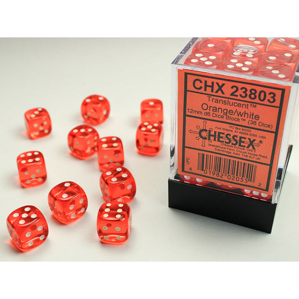 Chessex 36d6 Orange/White Translucent