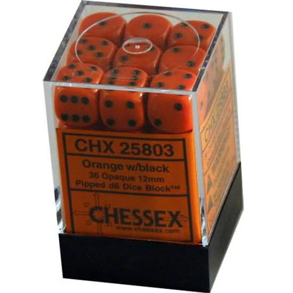 Chessex 36d6 Orange/Black Opaque