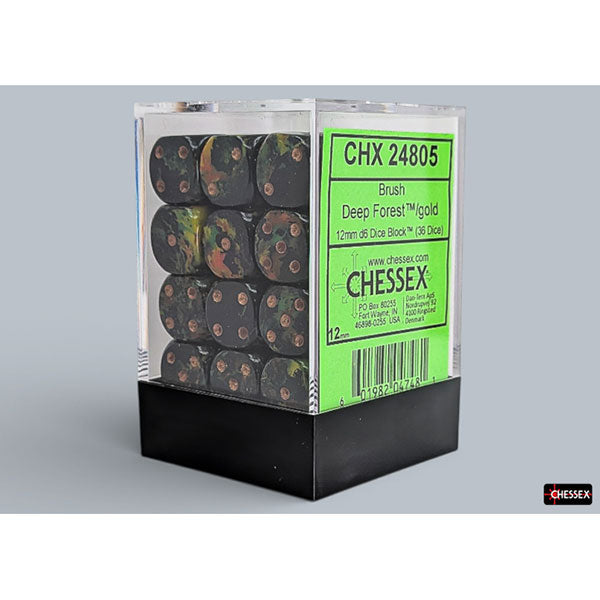 Chessex 36d6 Deep Forest/Gold - Brushed