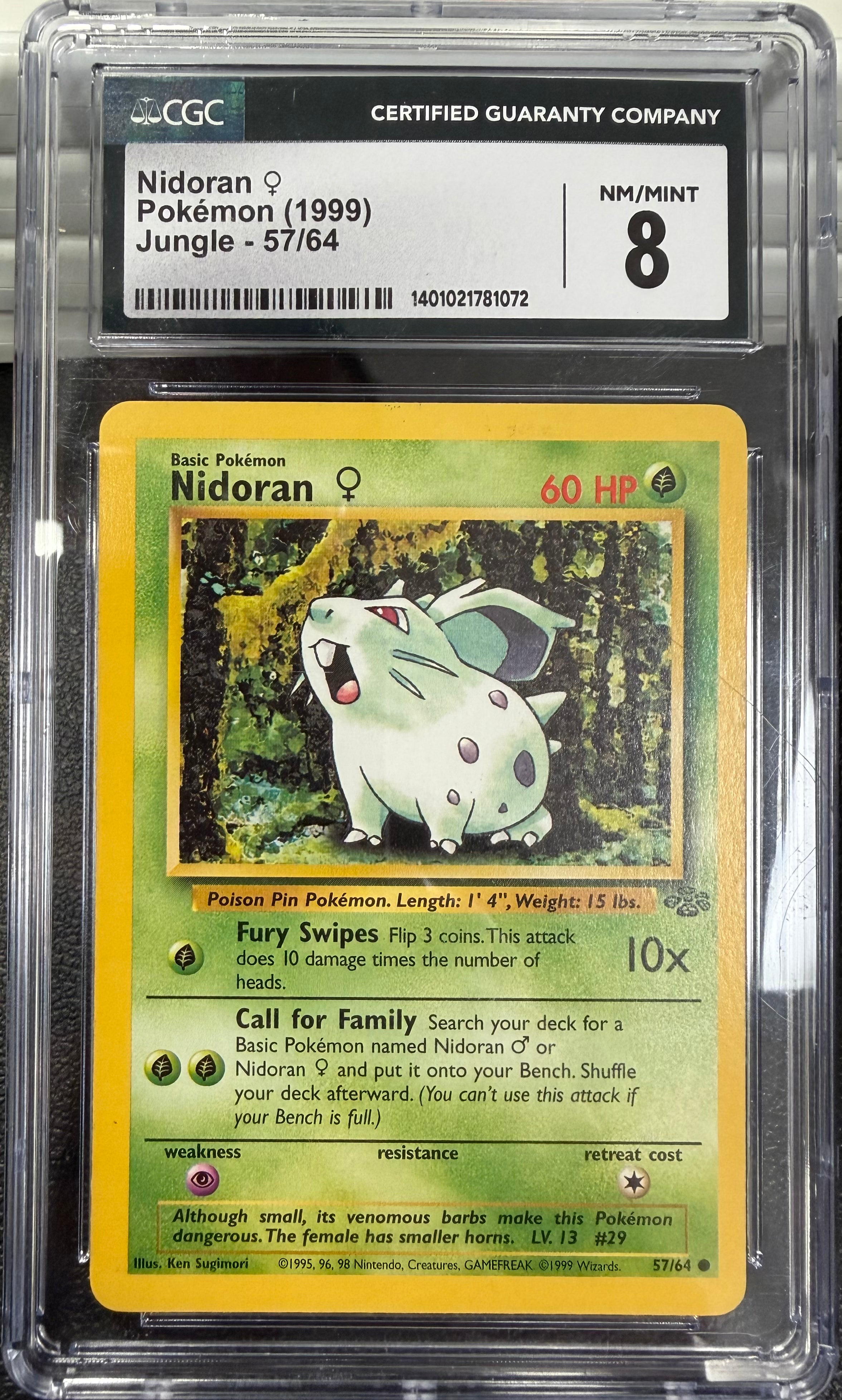 1999 POKEMON JUNGLE EN 57/64 - Nidoran - CGC 8