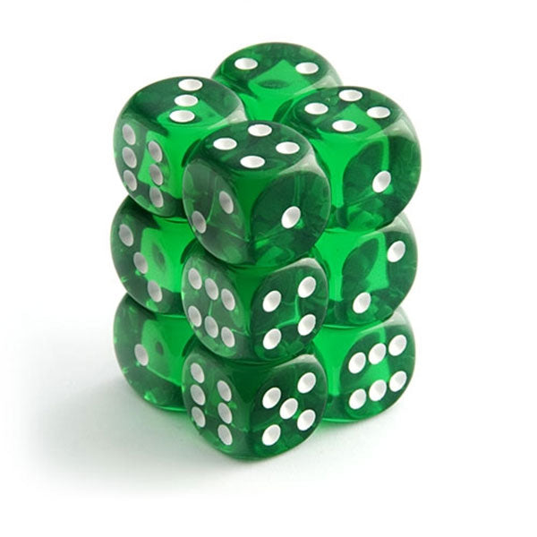 Chessex 12d6 Green/White Translucent