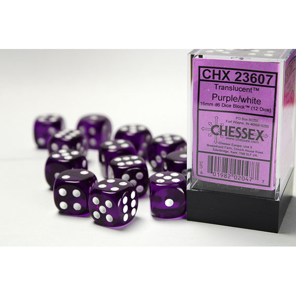 Chessex 12d6 Purple/White Translucent