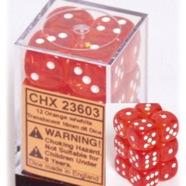 Chessex 12d6 Orange/White Translucent