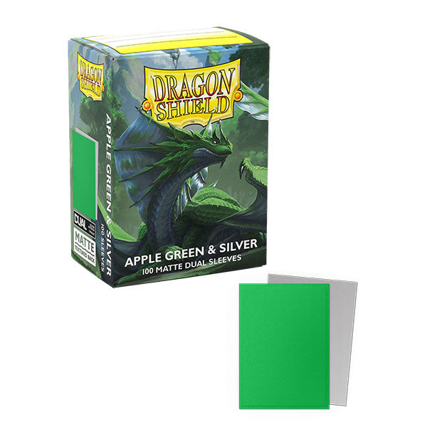 Dragon Shield Sleeves: Standard DUAL MATTE - Apple Green & Silver (100ct)