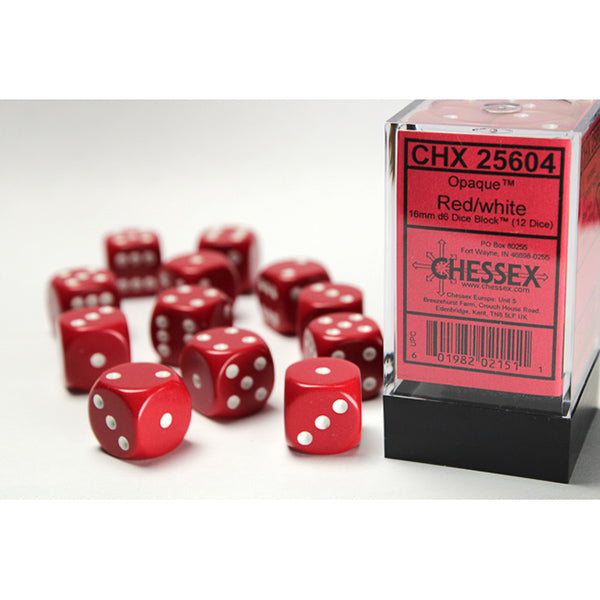 Chessex 12d6 Red/White Opaque