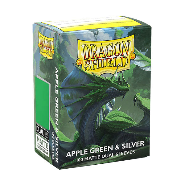 Dragon Shield Sleeves: Standard DUAL MATTE - Apple Green & Silver (100ct)