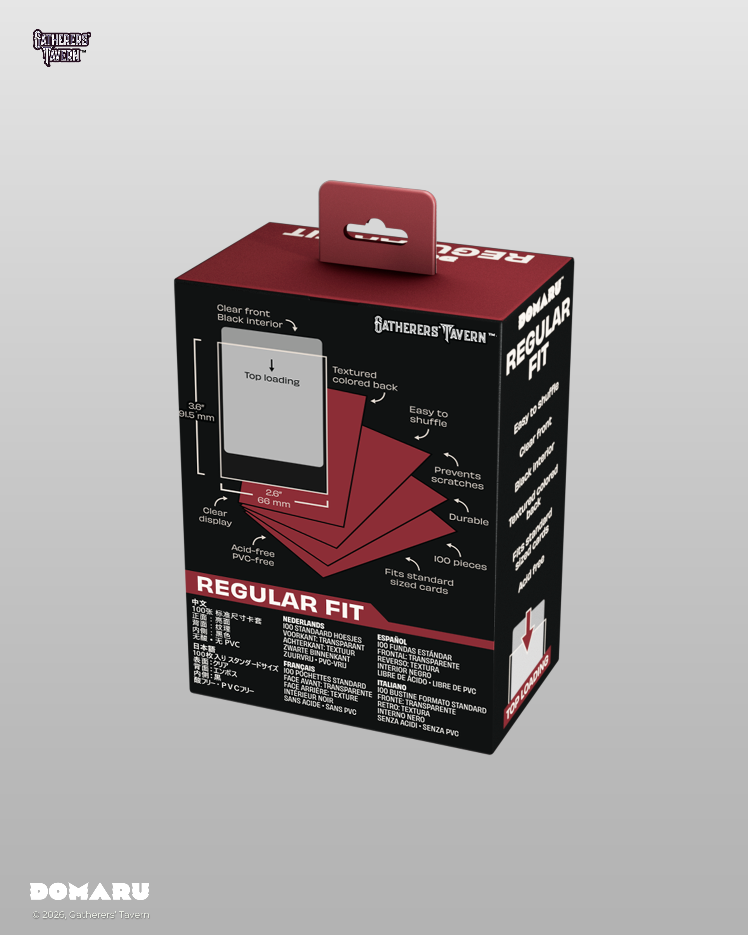 GATHERERS TAVERN DOMARU SLEEVES - IMPERIAL RED Standard Size (100ct)